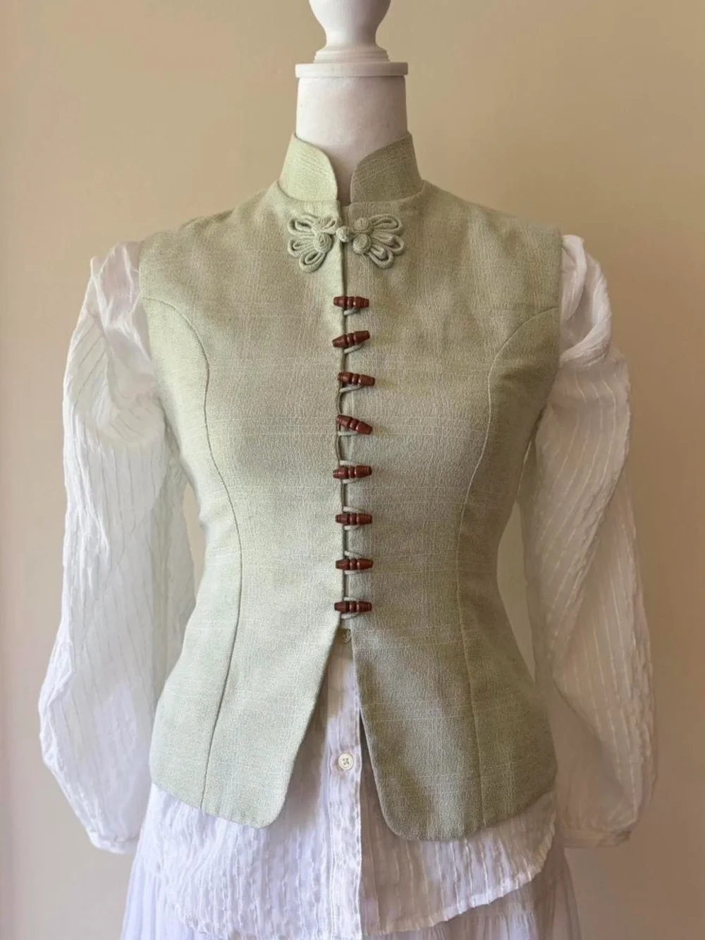 White boho peasant poet button blouse puff sleeve prairie pirate Ann Taylor XS